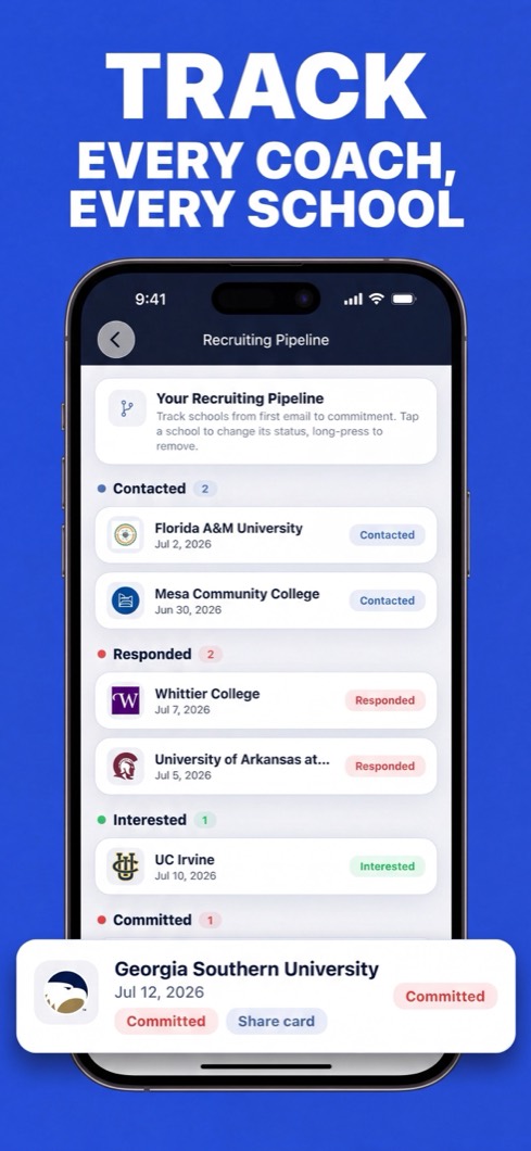 Baseball Bound screenshot: track your recruiting pipeline